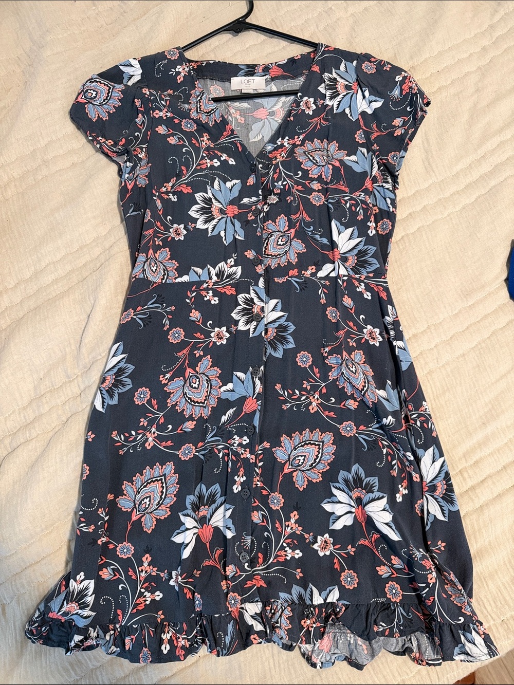 2 for $16 - Loft Outlet Button-Up Floral Women’s Short-Sleeve Mini Dress